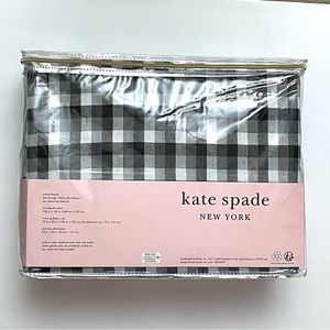 Kate Spade ♠️ KING Sheet Set Black Gray White Plaid Flannel 100% Cotton